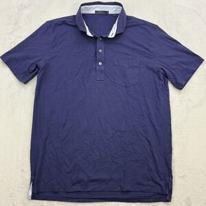 Greyson Polo Mens Large Navy Pima Cotton Modal Blend Performance Stretch Pocket